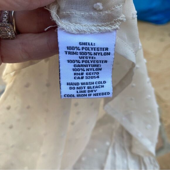 Kimchi blue bohemian lace and polka dot sheer blouse size Large - Picture 7 of 9